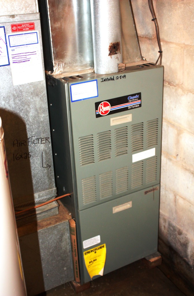 This furnace was installed in 2009, before the renovation began (2013) but with it in mind.